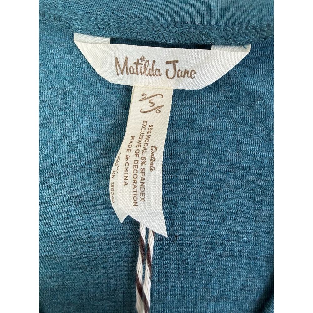 Matilda Jane Women’s S Teal Modal Tiered V-Neck Long Sleeve Dress NWT - Picture 4 of 10